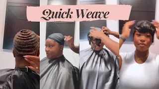 💛 Sew In Pixie Hair Cut - Quick Weave Tutorial Bundles No Leave Out  #summervibes | #ELFINHAIR