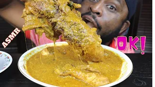 Mukbang Ogbono+okro with Leftover Duck Meat and Oatmeal Fufu/African mukbang/Black in Japan.