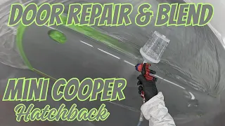 Professional Paint Spraying, Blending Water Base Coat, Mini Cooper Door Repair