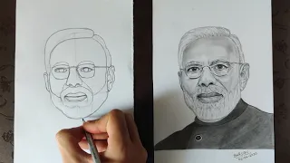 How to draw Narendra Modi step by step for beginners|free hand drawing|Real time video|#narendramodi