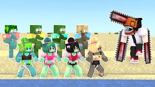 Monster School : Chainsawman with Cute Couple Zombies 1 - Minecraft Animation