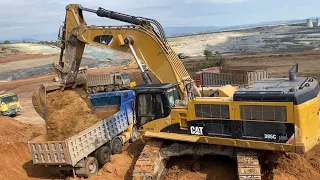 Caterpillar 385C Excavator Loading Trucks With Soil - Ektor Epe