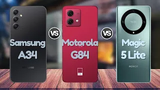 Honor Magic 5 Lite Vs Moto G84 Vs Samsung A34 @Eficientechs👈👀