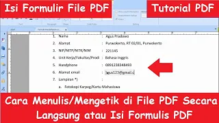 Cara Menulis atau Mengetik di File PDF Secara Langsung l Isi Formulir PDF Langsung I Tutorial PDF