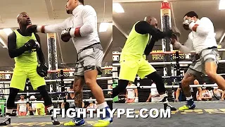 MAYWEATHER & GERVONTA DAVIS TRAINING LEAK; DRILLING STRATEGY ON MITTS FOR LEO SANTA CRUZ CLASH