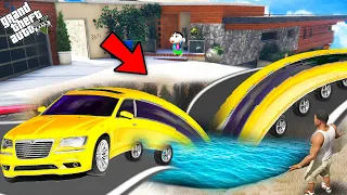 GTA 5 : Franklin Shinchan & Pinchan Ultimate Longest Car Vs Water Hole Challenge !(GTA 5 mods)