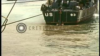 United States soldiers aboard Landing Craft Infantry during the Invasion of Norma...HD Stock Footage