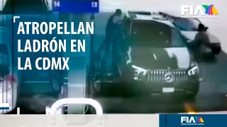 Testigo ATROPELLA a ladrón de relojes en una gasolinería de la CDMX