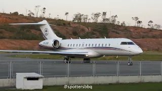 Chegada Gusttavo Lima em Barbacena/MG 13/05/22-Bombardier Global Express PR-OOF + Pouso Pilatus PC12