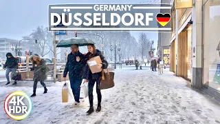 ❄️ Heavy Snowfall in Düsseldorf Germany, January 2024 Walk in 4K HDR 60fps