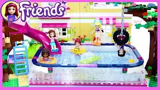 Lego Friends Big Swimming Pool in Olivia's Backyard Custom Build Silly Play Kids Toys