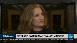 Freeland sworn in as finance minister, first woman named to post