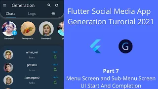 Flutter Social Media Chat App Tutorial | Part 7 | Start And Completing the UI of Menu Screen