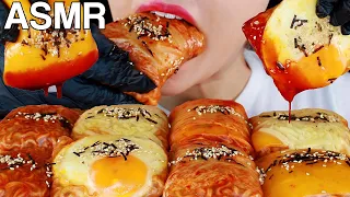 ASMR Assorted Nuclear Fire Noodle Wraps Eating Sounds | 핵 불닭쌈 먹방 | Spicy & Delicious | MINEE EATS