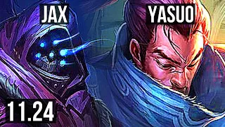 JAX vs YASUO (TOP) | 8 solo kills, 500+ games, Dominating | KR Diamond | 11.24