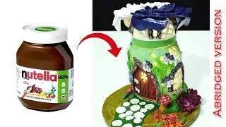 DIY Fairy House Lamp using Jar -  Clay Craft Ideas