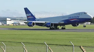 [4K] SilkWay Boeing 747-8F Long Takeoff at Prestwick Airport