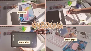 [unboxing📦] samsung galaxy tab S6 lite + acessórios 𑁯𓈒݊ 🍪