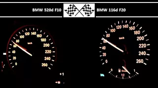 BMW 520d F10 VS. BMW 116d F20 - Acceleration 0-100km/h