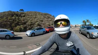 3D 360 VR virtual ride PCH Santa Monica Malibu California Buell X1 custom motorcycle beach side tour