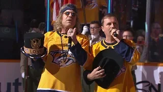 Big & Rich perform Star-Spangled Banner before Game 1 in Nashville