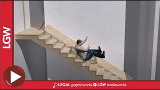 Fall from Stairs with injury 3D animation