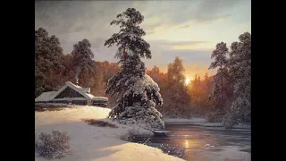 How to draw a winter landscape|how to paint a sunset in winter|free painting lessons #painting #art