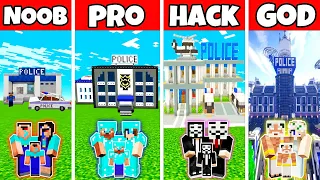 Minecraft: POLICE DEPARTMENT BUILD CHALLENGE - NOOB vs PRO vs HACKER vs GOD