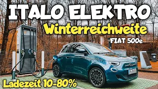 FIAT 500 Elektro Winterreichweite Ladezeit 10-80 % und Verbrauch