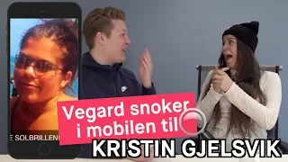 Vegard Harm snoker i mobilen til Kristin Gjelsvik