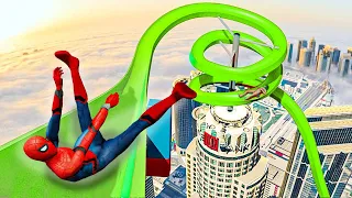 GTA 5 Spiderman Epic Bike Jumps #17 - Spider-Man Stunts & Fails, Gameplay Funny Moments & Fails