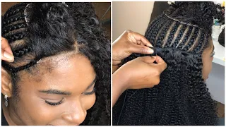 Very Detailed Kinky curly closure hair bundles sew-in install, Looks natural | youthbeauty hair