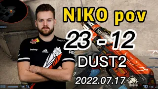 【CSGO POV】G2 NIKO（23-12）Glock ? (dust2) @ FACEIT 2022.07.17