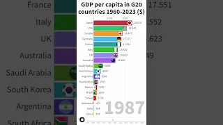 GDP per capita in the G20 countries 1960-2023 #shorts