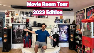 My New Movie Room Tour For 2023 - Projector, Buttkicker, Collectibles, Surround Sound, and More!