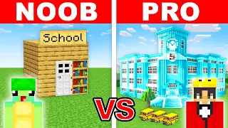 NOOB vs PRO: GIANT SCHOOL House Build Challenge in Minecraft!
