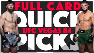 UFC VEGAS 84 QUICK PICKS | FULL CARD PREDICTIONS | Walker vs Ankalaev | Jacob's Picks