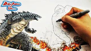 El Dibujo más ÉPICO: GODZILLA y KONG || Drawing Godzilla Vs Kong battle | DibujAme Un