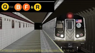 OpenBVE Special: Q Train To Forest Hills-71 Av Via 6 Avenue Exp/63 St/Qns Blvd Lcl (R160B Siemens)