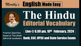 10th  Feb, 24 | The Hindu Editorial Vocabulary | The Hindu Newspaper Vocabulary | BANK | SSC | UPSC