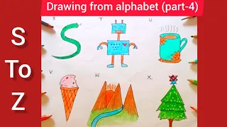 Drawing from alphabet S to z#easy drawing from letters#kids drawing