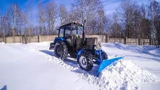 Чистим снег на тракторе МТЗ-82.1.