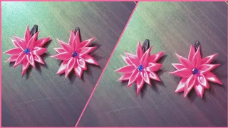 How to make Kanzashi Flower hair clip || ribbon flower || RF CREATIVE WORLD