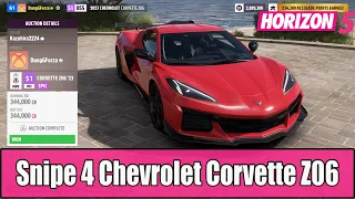 Snipe 4 Chevrolet Corvette Z06 in 1 hour in Auction House Forza Horizon 5