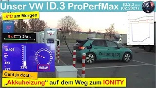 GEHT JA DOCH: 100 kW Ladeleistung im Winter am IONITY  mit dem VW ID.3 !!! - AKKUHEIZUNG, CarScanner