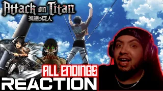 AN EMOTIONAL ROLLERCOASTER! FIRST TIME Reacting to Attack on Titan ALL ENDINGS!