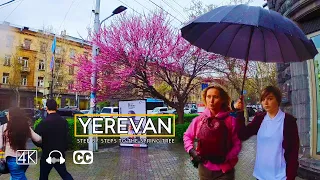 Walking Tour Yerevan Rainy Day, Armenia, Step by steps to the Spring Tree, Apr 08, 2024, 4K 60fps