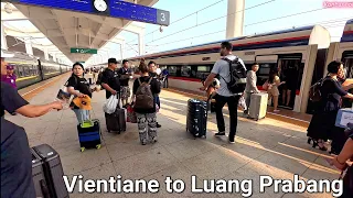 Taking the train from Vientiane to Luang Prabang Laos.