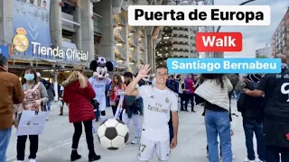 Just Walk Plaza de Castilla Puerta de Europa to Santiago Bernabeu #Stadium   Real Madrid  Spain (4K)