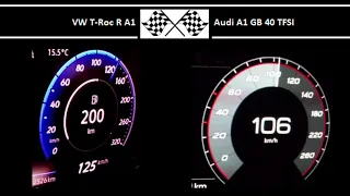 VW T-Roc R A1 VS. Audi A1 GB 40 TFSI - Acceleration 0-100km/h